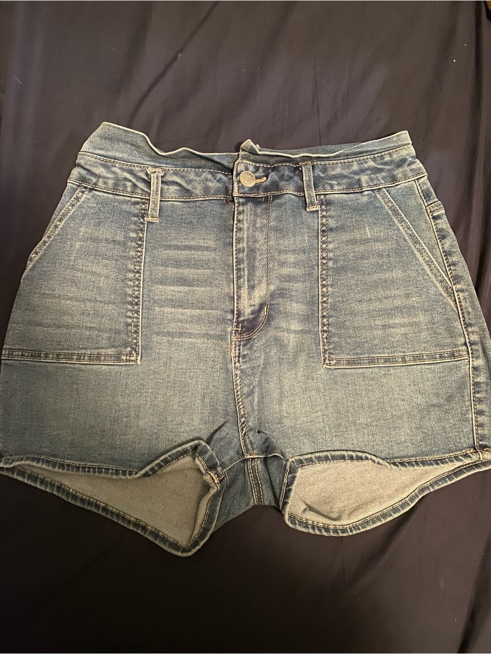 High-Waist Denim Women Shorts - Light Blue